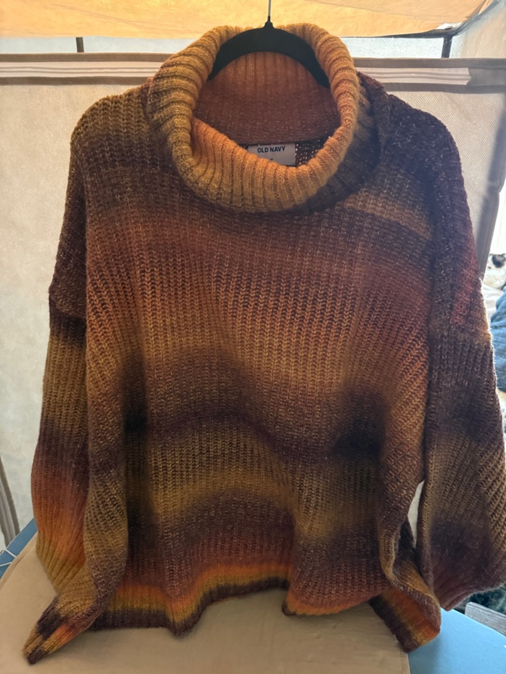 Old Navy Women’s Multicolor Turtleneck Sweater - Brown/Gold Ombre